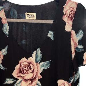 Mumu black and pink casual shirt dress